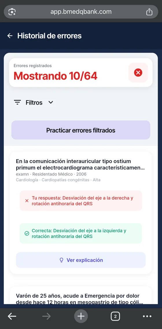 Banco de errores en el celular: historial de errores registrados